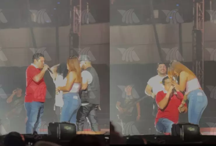 Concierto de Grupo Frontera en Mérida_ Pareja se compromete en el escenario