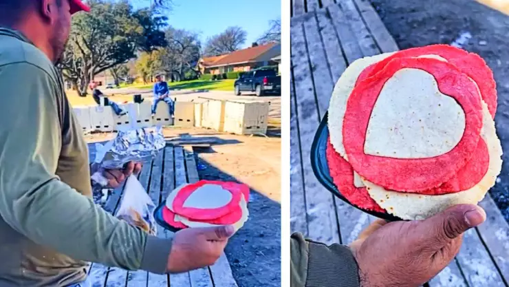 Mujer manda tortillas a mano en forma de corazón a su esposo