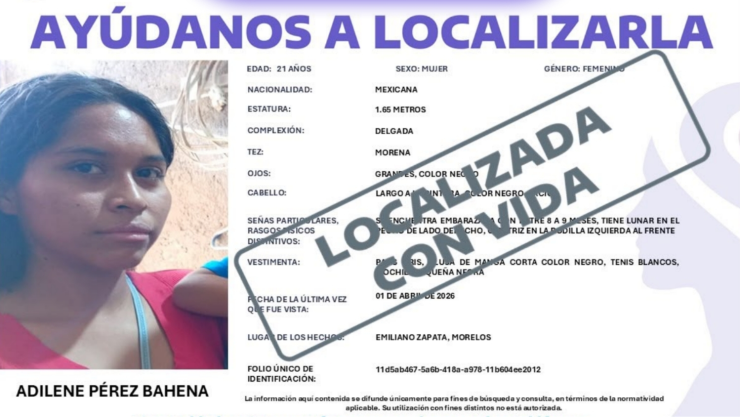 Encuentran con vida a madre embarazada y a su hijo de dos años reportados como desaparecidos en Emiliano Zapata.