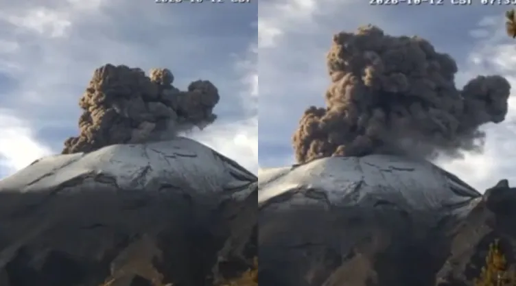 Actividad del Popocatépetl HOY: Amanece con densa columna de humo este lunes