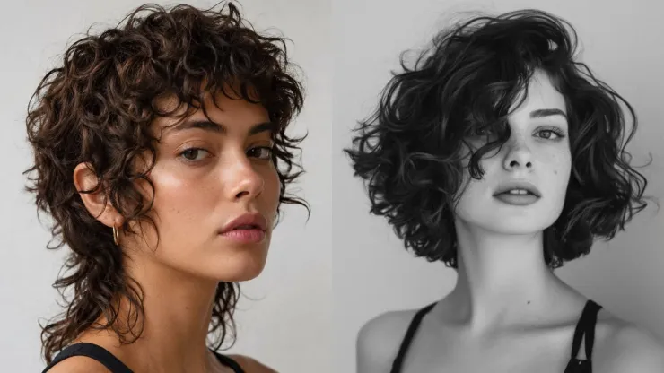Curly mullet y French bob
