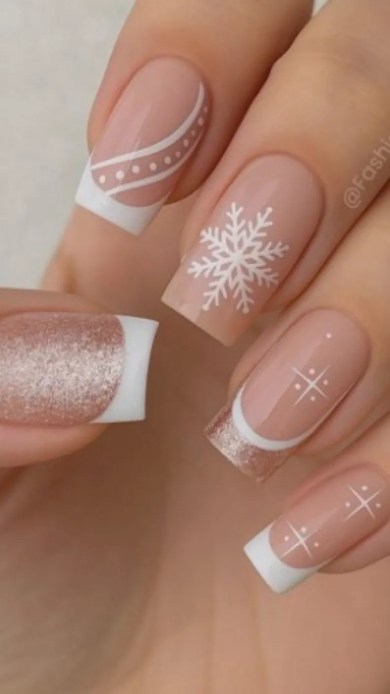 10 ideas de uñas copo de nieve para presumir en Navidad