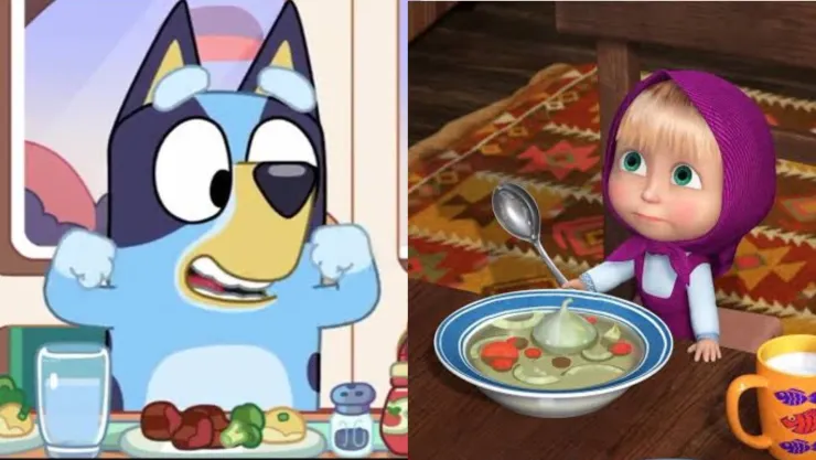 4 capítulos de Bluey y Masha y el Oso que enseñan a los niños a no comer chatarra