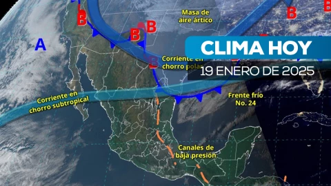 Imagen satelital de México que representa el pronóstico del clima.