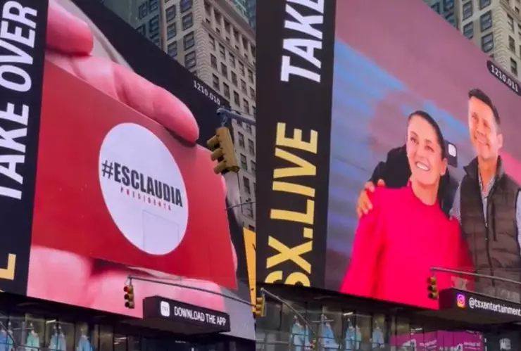 “No sé por qué": Claudia Sheinbaum se deslinda de aparición en pantallas de Times Square
