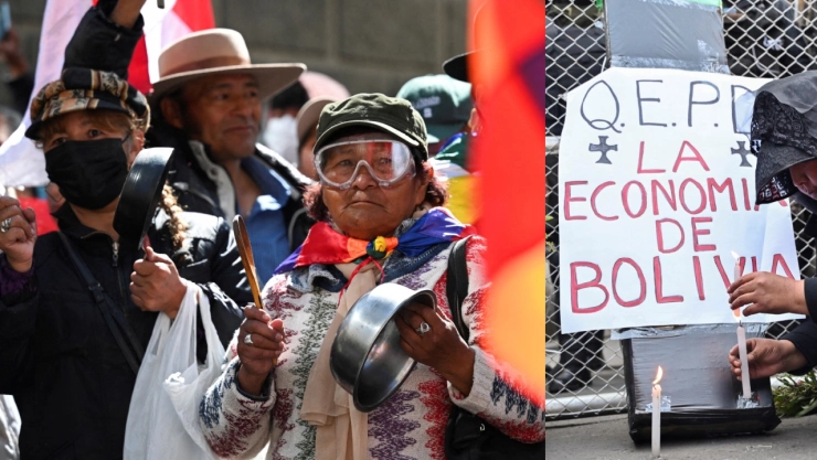 La doble crisis en Bolivia: largas filas para conseguir combustible y alimentos