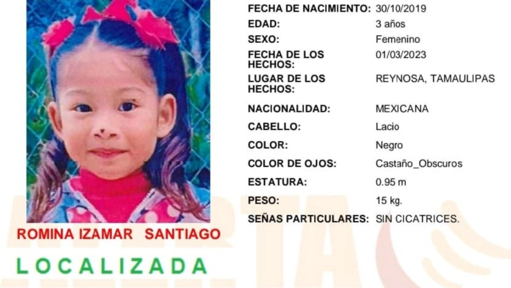 Desactivan Alerta Amber Romina Santiago Tamaulipas