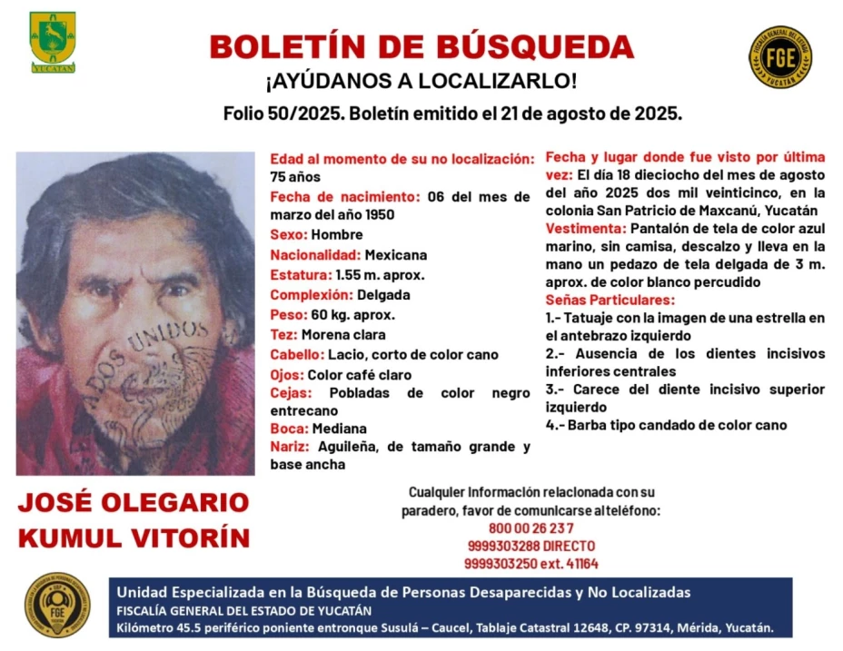 José Olegario DESAPARECIÓ hace 4 días en Maxcanú y su familia lo busca desesperadamente