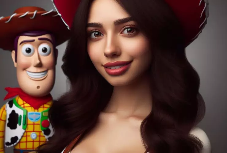 Así se vería Jessie de Toy Story en la vida real según Inteligencia Artificial cabello negro