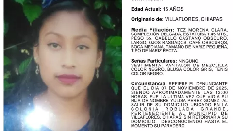 Yulisa Pérez desaparecida Villaflores