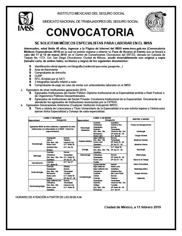 Abre IMSS convocatoria para contratar personal médico