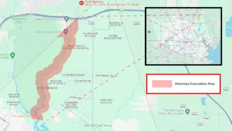 El mapa de los lugares con evacuación voluntaria en Texas