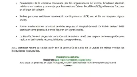 Comunicado oficial del IMSS Bienestar sobre el AXE Ceremonia