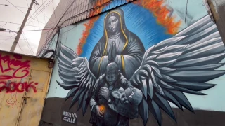 Mural de la abuelita Alicia que murió por salvar a su nieta de la explosión.