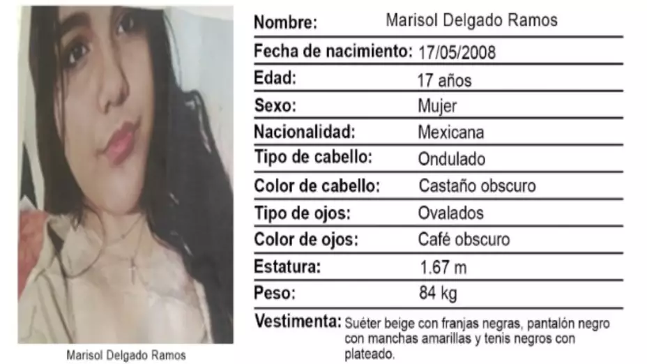 Activan Alerta Amber urgente por desaparición de dos menores en León, Guanajuato. En la imagen se puede observar la Ficha de búsqueda de la menor Marisol Delgado Ramos.