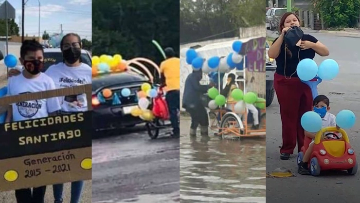 Algunos padres hacen los imposible para participar en las caravanas de autos realizadas por las graduaciones de sus hijos.