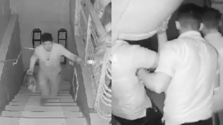 ¡Insólito! Hombre amenaza con una motosierra en un bar y lo corren a sillazos