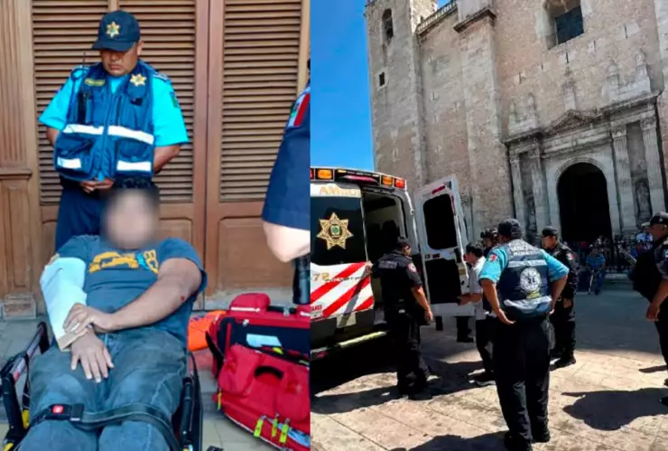 Accidente en la Catedral de Mérida: Trabajador cae de gran altura