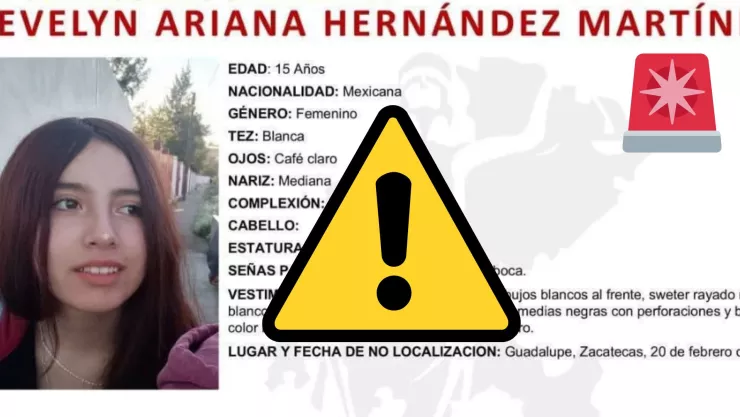 Estos son los datos de la joven de 15 años que reportan como desaparecida en Guadalupe, Zacatecas 
