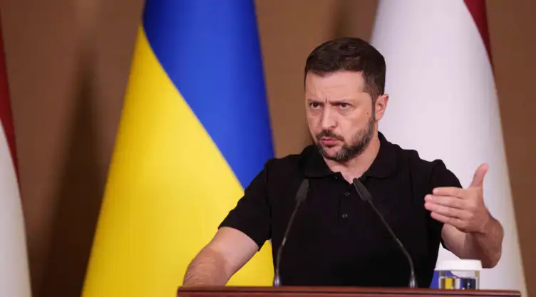 Volodymyr Zelenskyy, presidente de Ucrania en rueda de prensa.