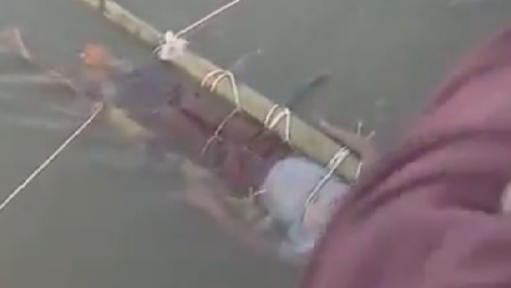 Sumergen aniño a rio ganges para curarlo de mordedura de serpiente