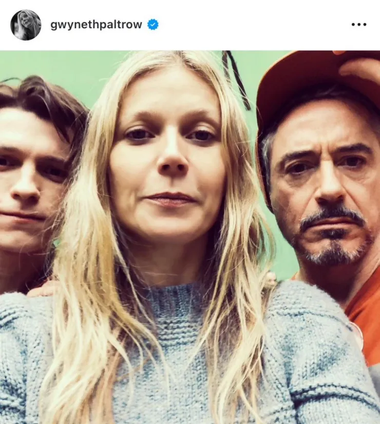 Gwyneth Paltrow, Tom Holland y Robert Downey Jr.