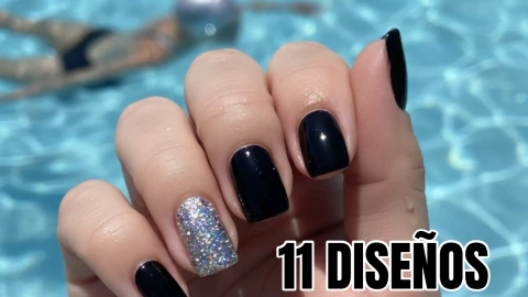 11 diseños de uñas negras con brillos para usar en natación o cualquier otro deporte: duran mucho