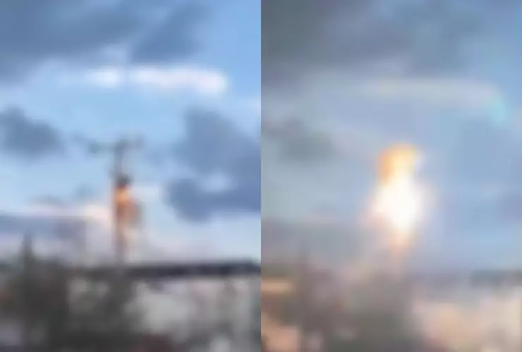 VIDEO capta el momento en que joven se prende en llamas al intentar robar cableado eléctrico