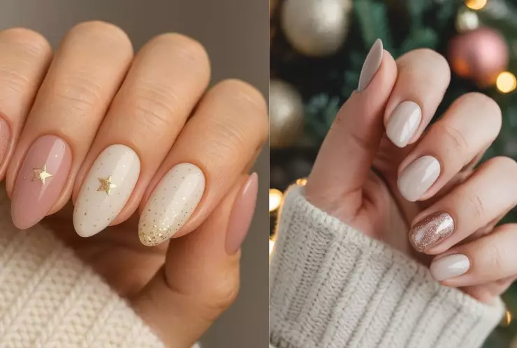 19 ideas de uñas nude con brillos: se ven hermosas en cortas o largas y serás la sensación en Navidad.