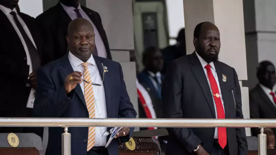 Riek Machar en un evento con Salva Kiir en Sudán del Sur.