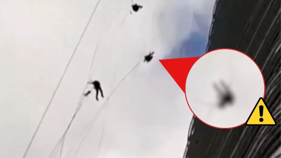 Los limpiavidrios quedaron atrapados por más de dos horas al exterior de un rascacielos en Estambul