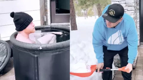 Canelo Álvarez en una tina de hielo Eddy Reynoso