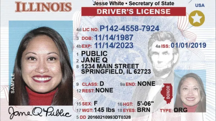 Una licencia de conducir emitida en Illinois.