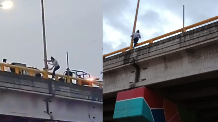 Mujer se arroja de distribuidor vial en Poza Rica