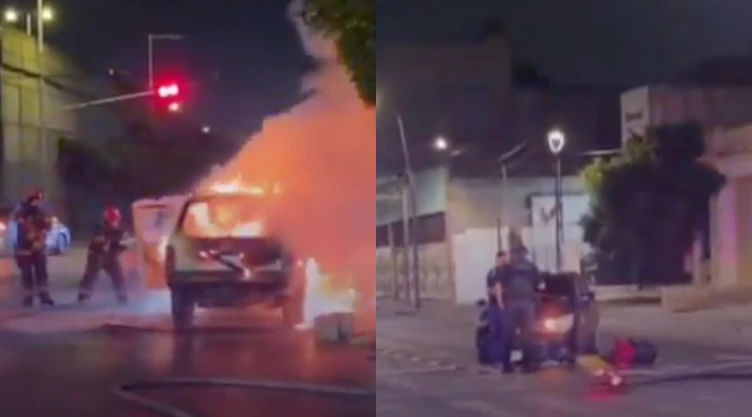 Madrugada de accidentes en la Zona Metropolitana de Guadalajara: Camioneta en llamas y semáforo derribado movilizan a emergencias