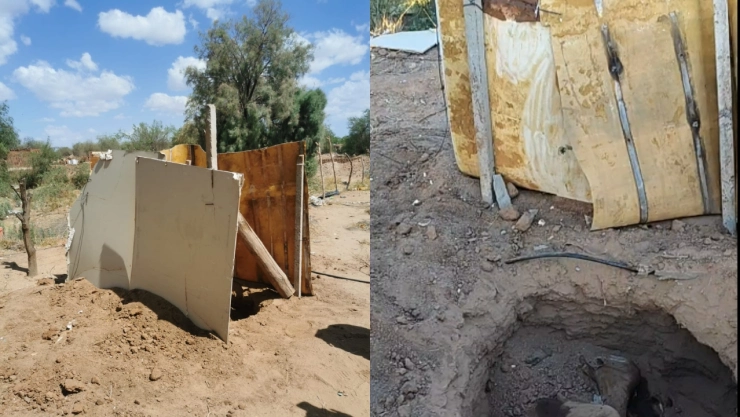 Una fosa localizada en la Cholla en Hermosillo Sonora, donde se encontró el cuerpo de un hombre con jeans y tenis, en avanzado estado de descomposición.