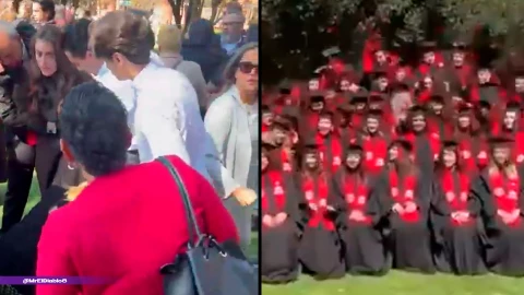 Video: Así cayeron estudiantes de la Ibero durante foto de generación este 27 de febrero.