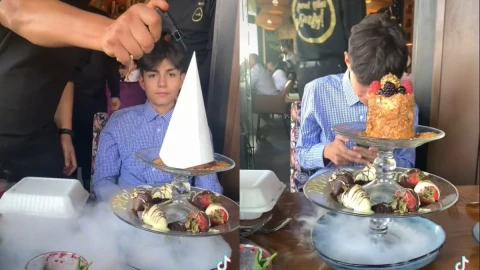 Joven muestra indiferencia en cumpleaños.