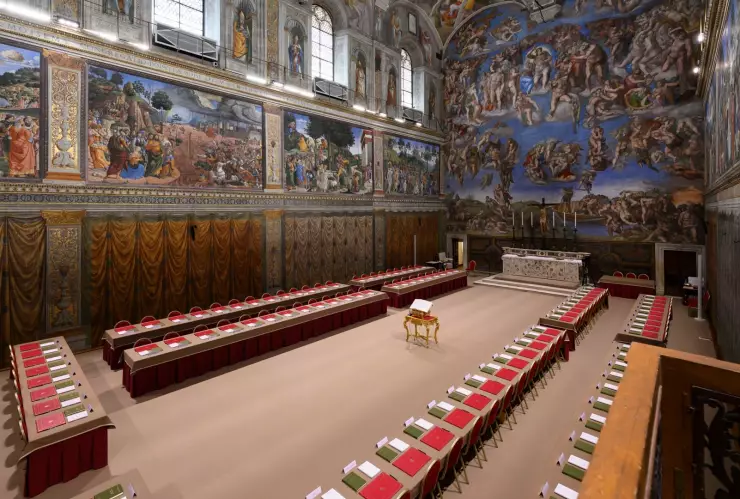 Aspectos de la Capilla Sixtina donde se realizará el cónclave.jpg