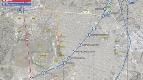 El mapa con las estaciones de la Línea 12 del Trolebús Aztecas que pasará por Coyoacán