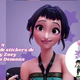 4 plantillas de stickers descargables de Baby Zoey de Kpop Demons Hunters para decorar la funda de tu celular
