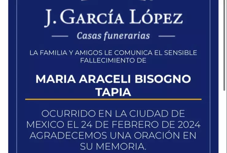 Confirman la muerte de Araceli Bisogno, madre del conductor Daniel Bisogno