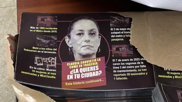Folletos con propaganda de desprestigio contra Claudia Sheinbaum