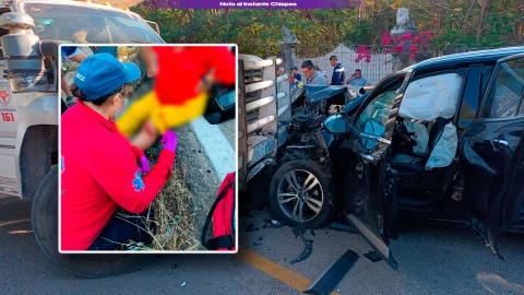 Fuerte choque frontal en la carretera Tuxtla-Jobo moviliza a cuerpos de emergencia