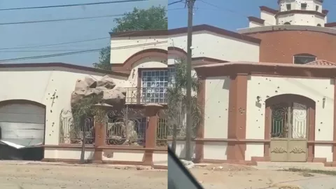 Casa baleada en Guamúchil