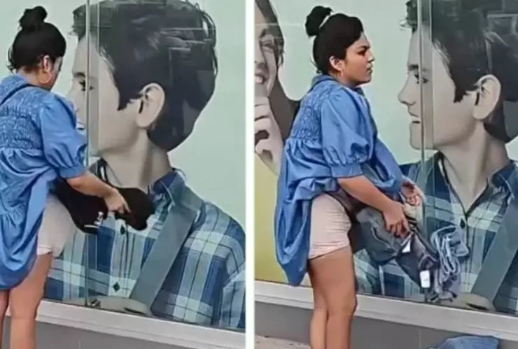 mujer fingiendo estar embarazada para robar