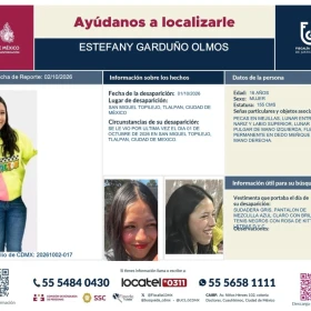 Estefany Garduño Olmos, menor de 16 años, está desaparecida en Tlalpan.