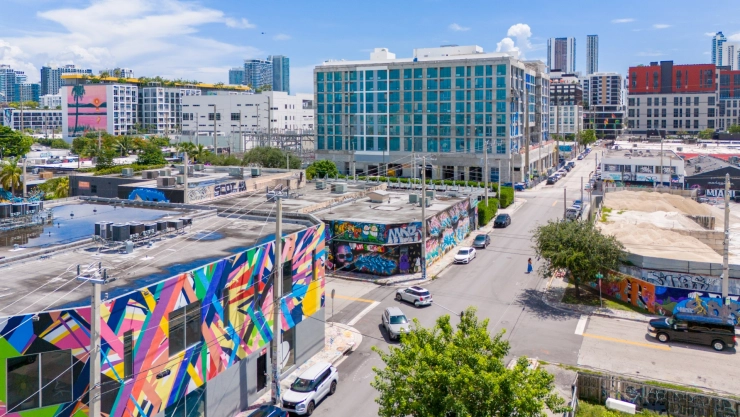 una vista del icónico vecindario de Wynwood en Miami