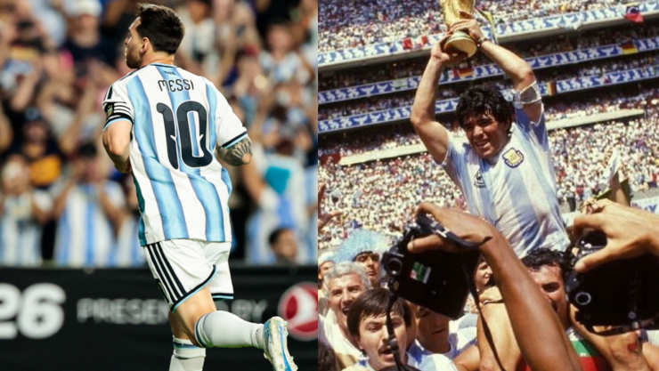 Messi marca en un día histórico también para Maradona