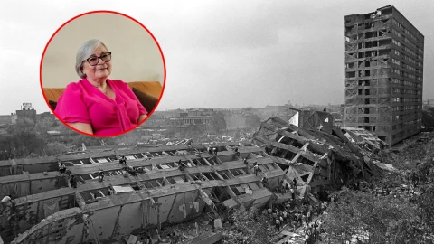 Edificio Nuevo León en Tlatelolco tras el terremoto de septiembre de 1985.